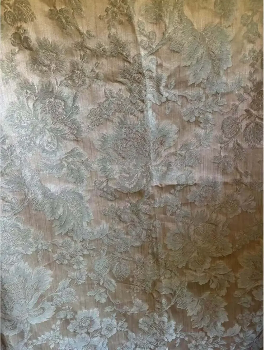 Vintage Green/Gold Floral Damask lined Curtain Panel (1 panel)